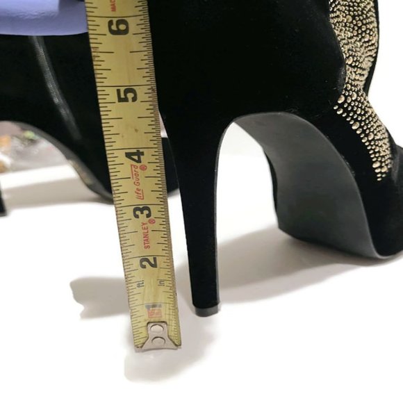 Black 5" Heel Sparkly Silver Rhinestone Ankle Booties Scene ShoeDazzle - Picture 9 of 9